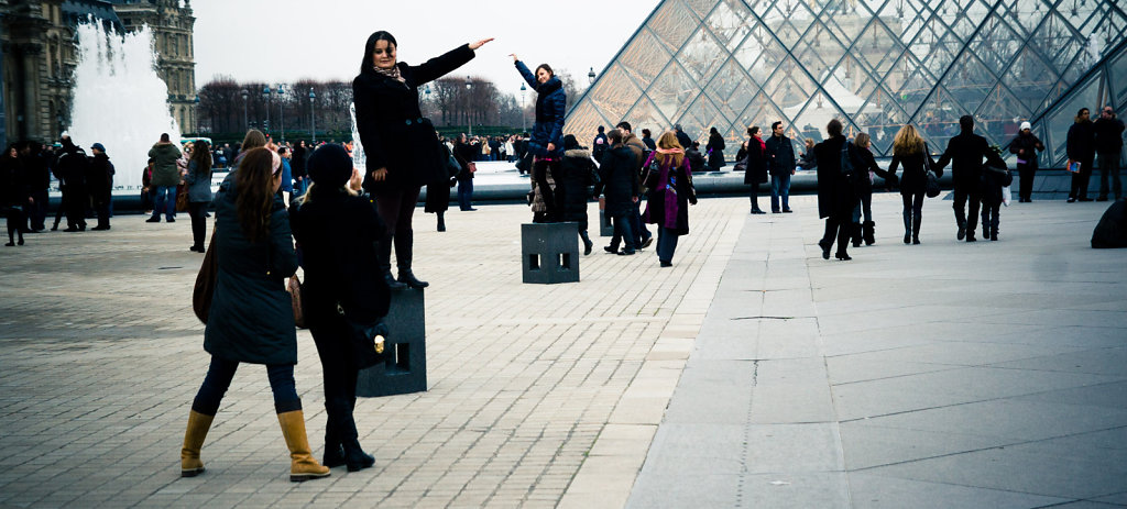 Holding the Louvre pyramid, Paris