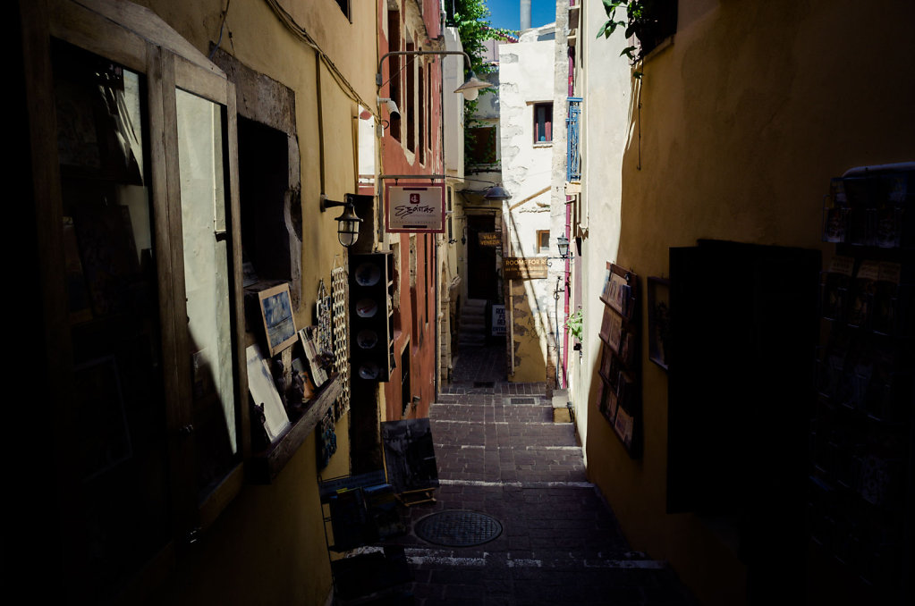 Downward street, Chania old center, Crete