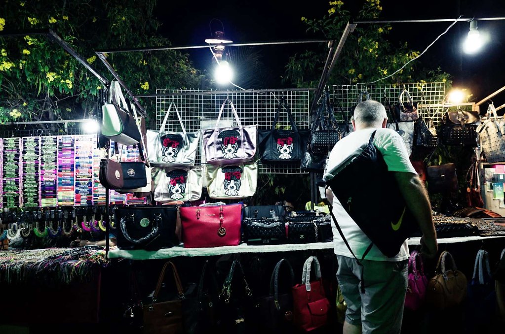 Purse shopping at night, Koh Samui