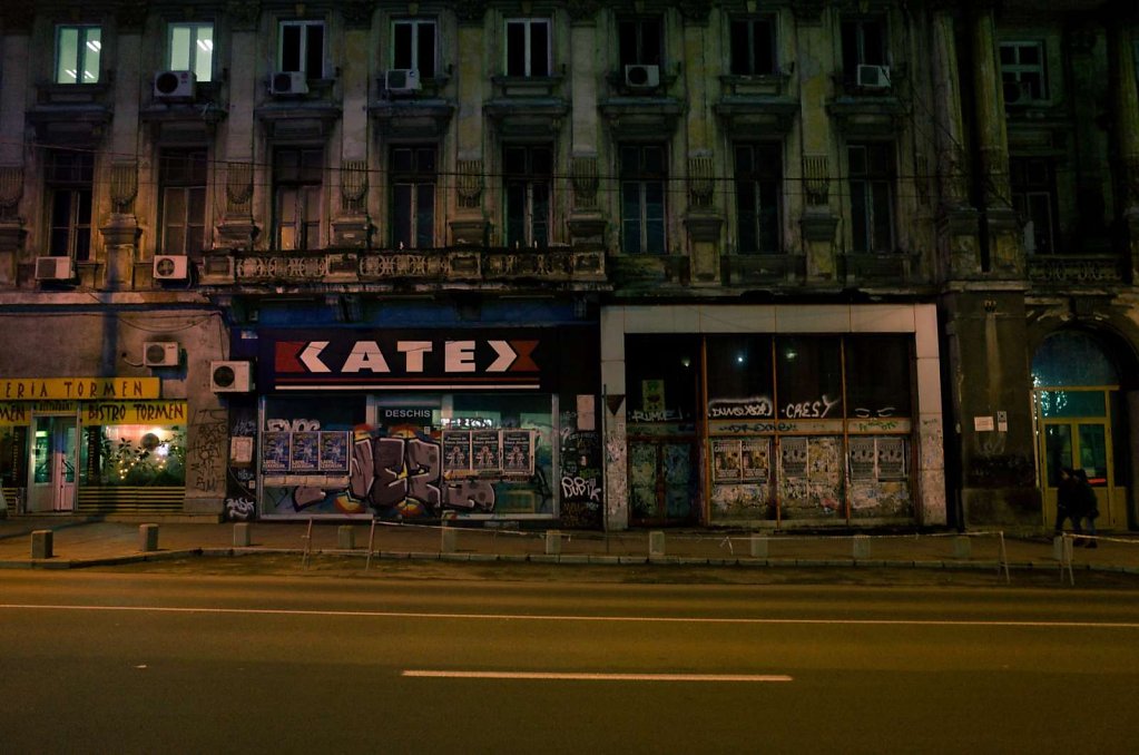 Bucharest street at night