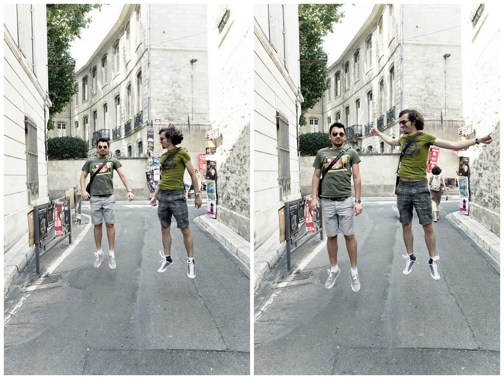 Floating with friends, diptych, Avignon