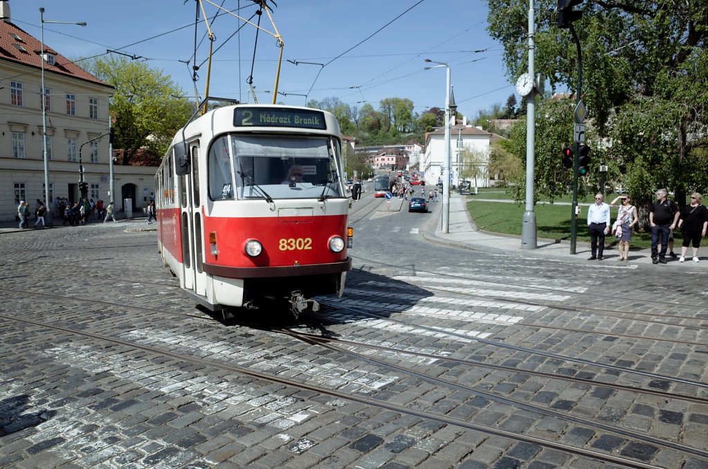 Tram crossing, Prague
